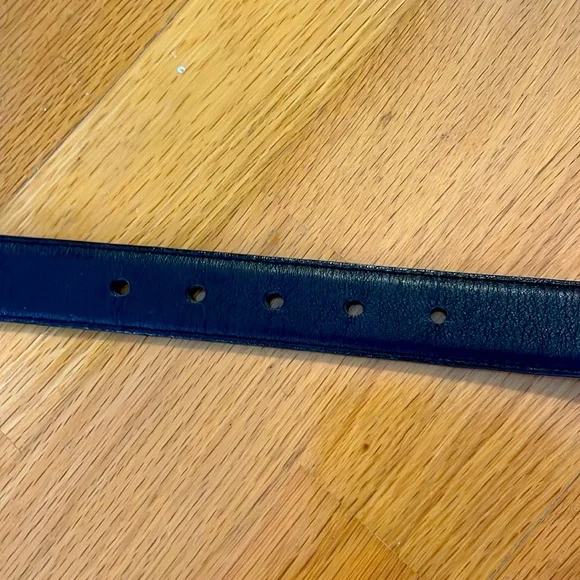 VTG Patricia Green Details Leather Belt Black Etched Buckle Medium Made IN USA - Picture 7 of 9